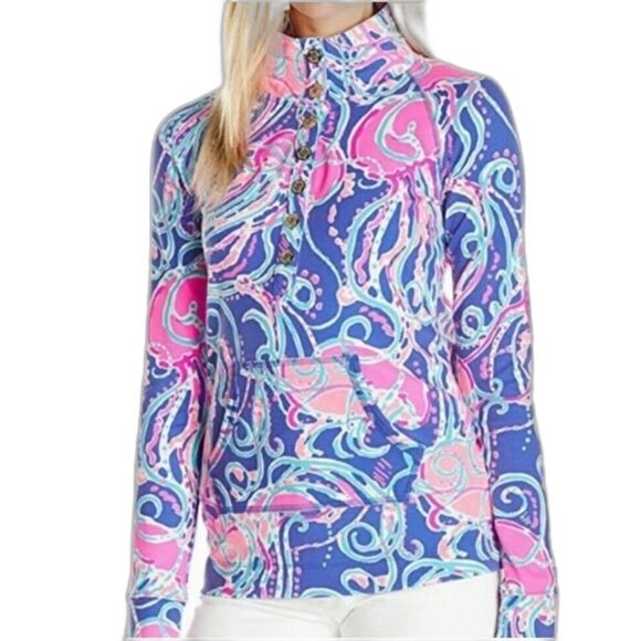 Lilly Pulitzer Captain Popover Size XXS Iris Blue Jellies Be Jammin Print - Picture 2 of 13